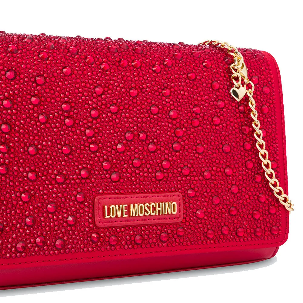 Clutch Donna con Strass LOVE MOSCHINO linea Gift Capsule colore Rosso