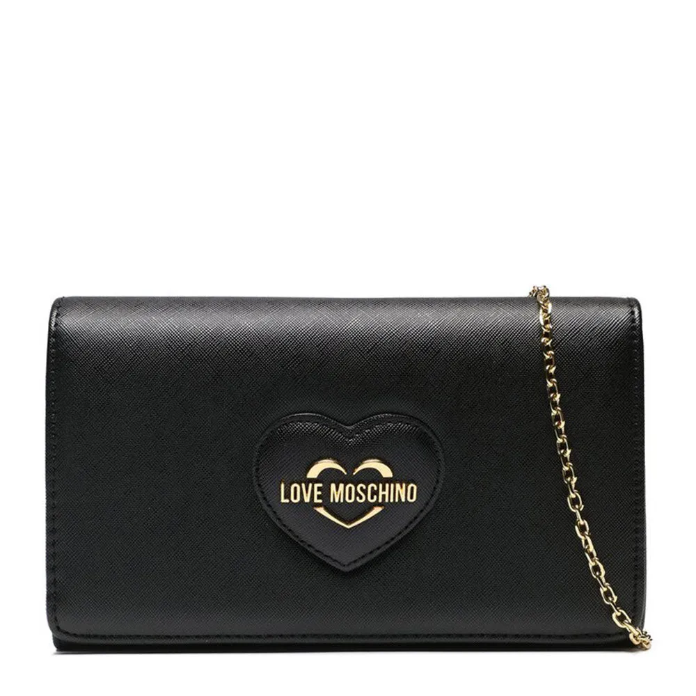 Clutch Donna con Tracolla LOVE MOSCHINO stampa Saffiano Nera