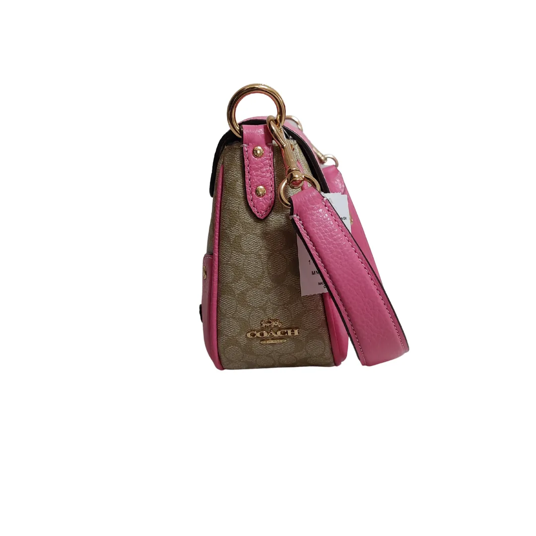 Coach 'Millie' Signature Canvas & Pink Leather Shoulder Bag | Brand New |