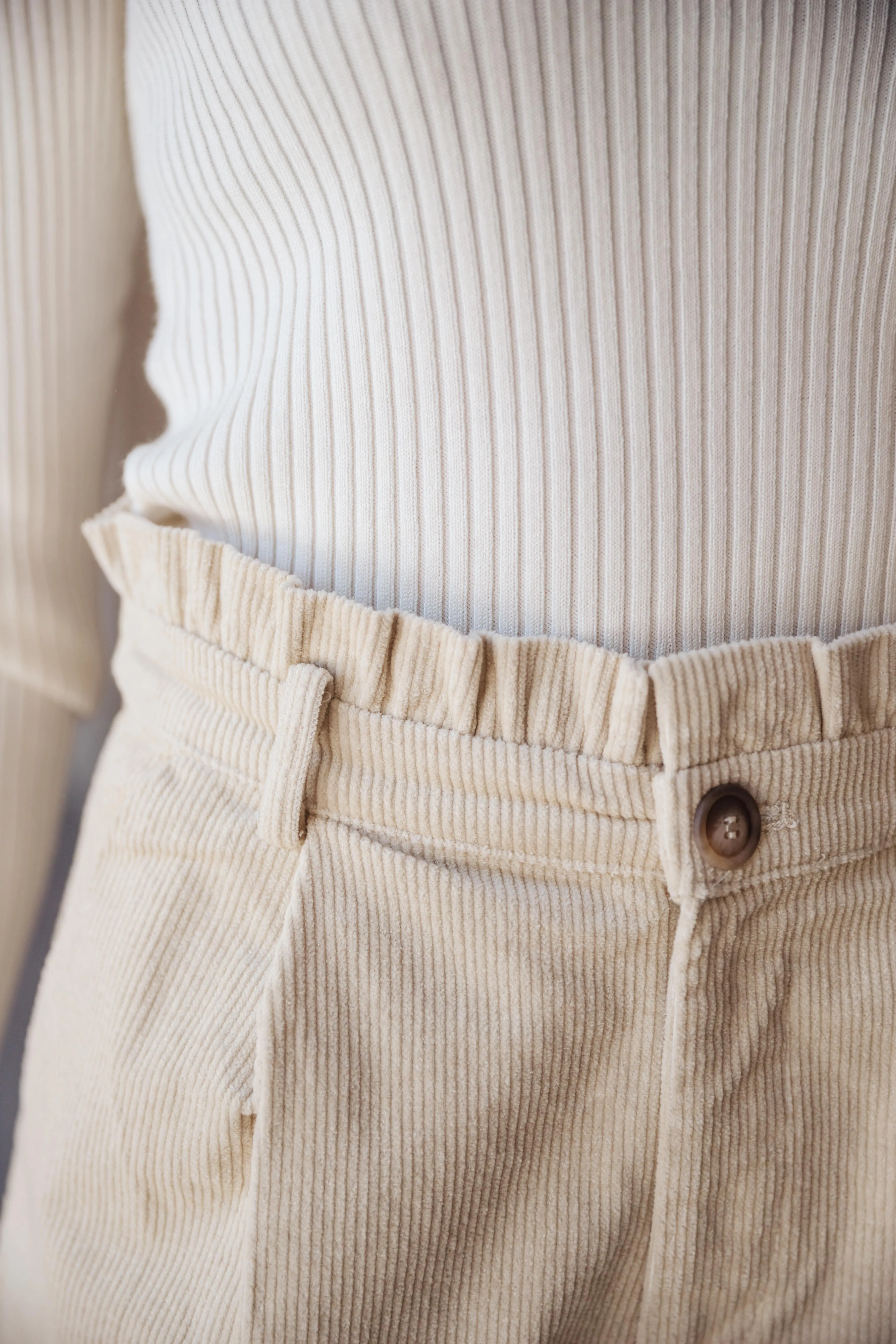 Corduroy Paperbag High Rise Shorts in Taupe