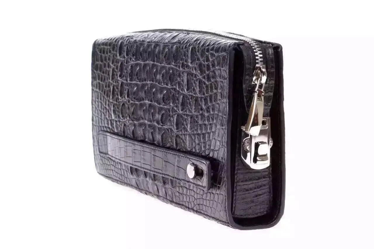 Crocodile Leather Men Knucklebox Luggage Locks  Zipper Business Long Password Lock Clutch