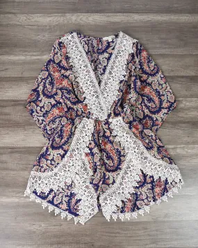 Dream Catcher Paisley Romper in Purple/Pink