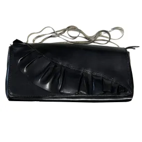 Dries Van Noten Black Frilled Leather Evening Bag