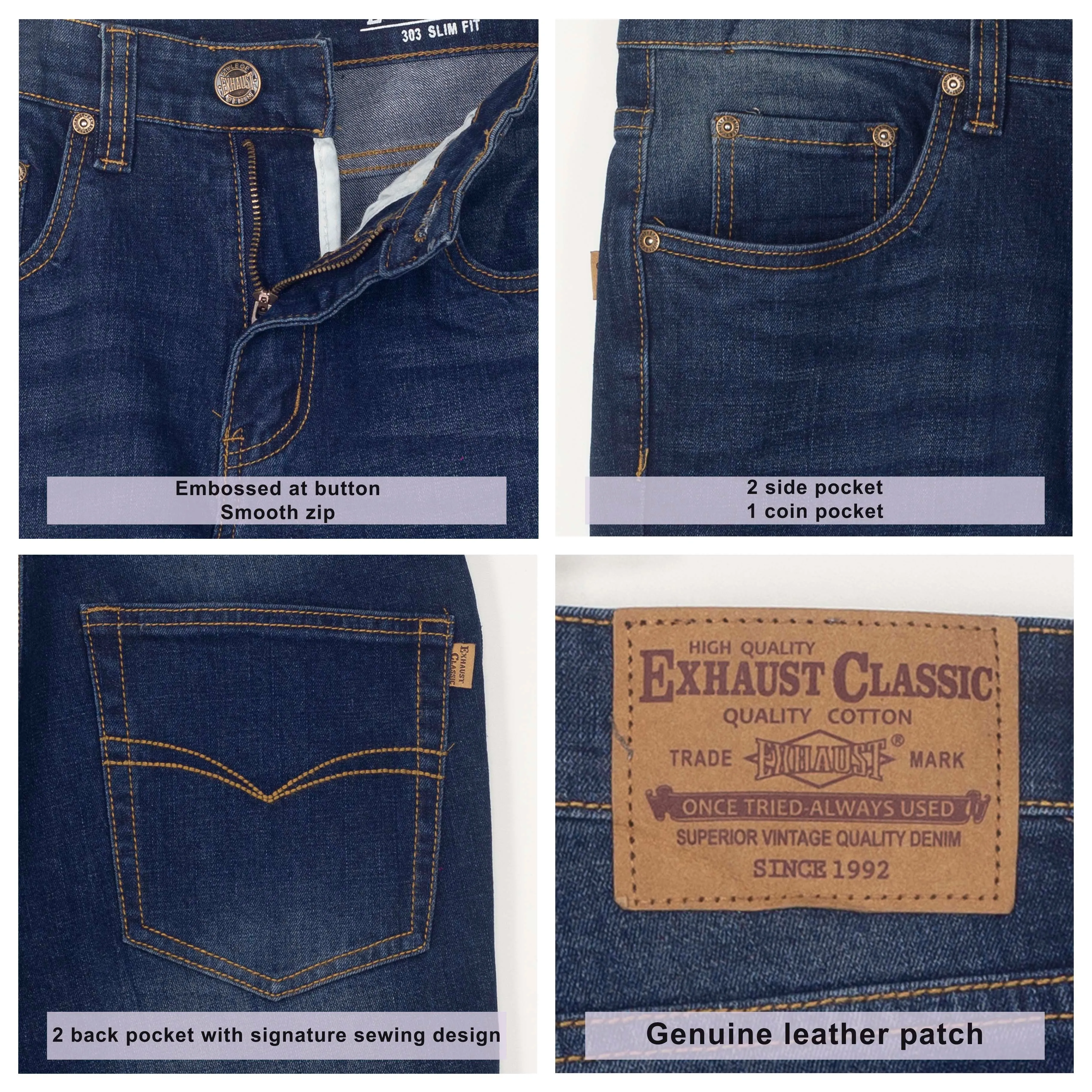 EXHAUST CLASSIC  JEANS LONG PANTS [303 SLIM FIT] 1603