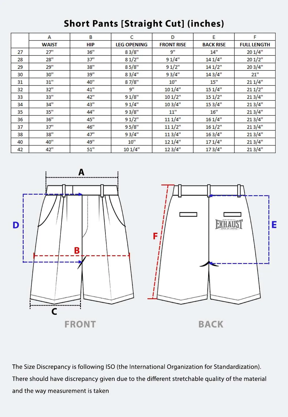 EXHAUST Men's Cotton short Pants [Straight Cut] 1480