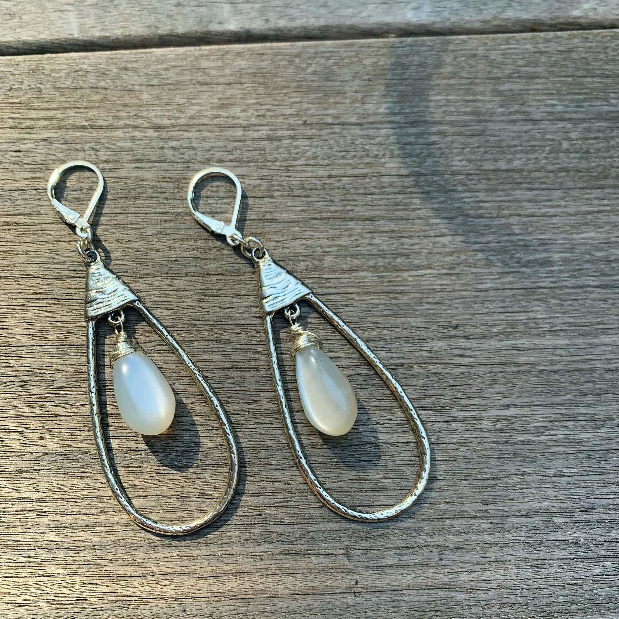 Firefly Glow - Moonstone Sterling Silver Teardrop Earrings