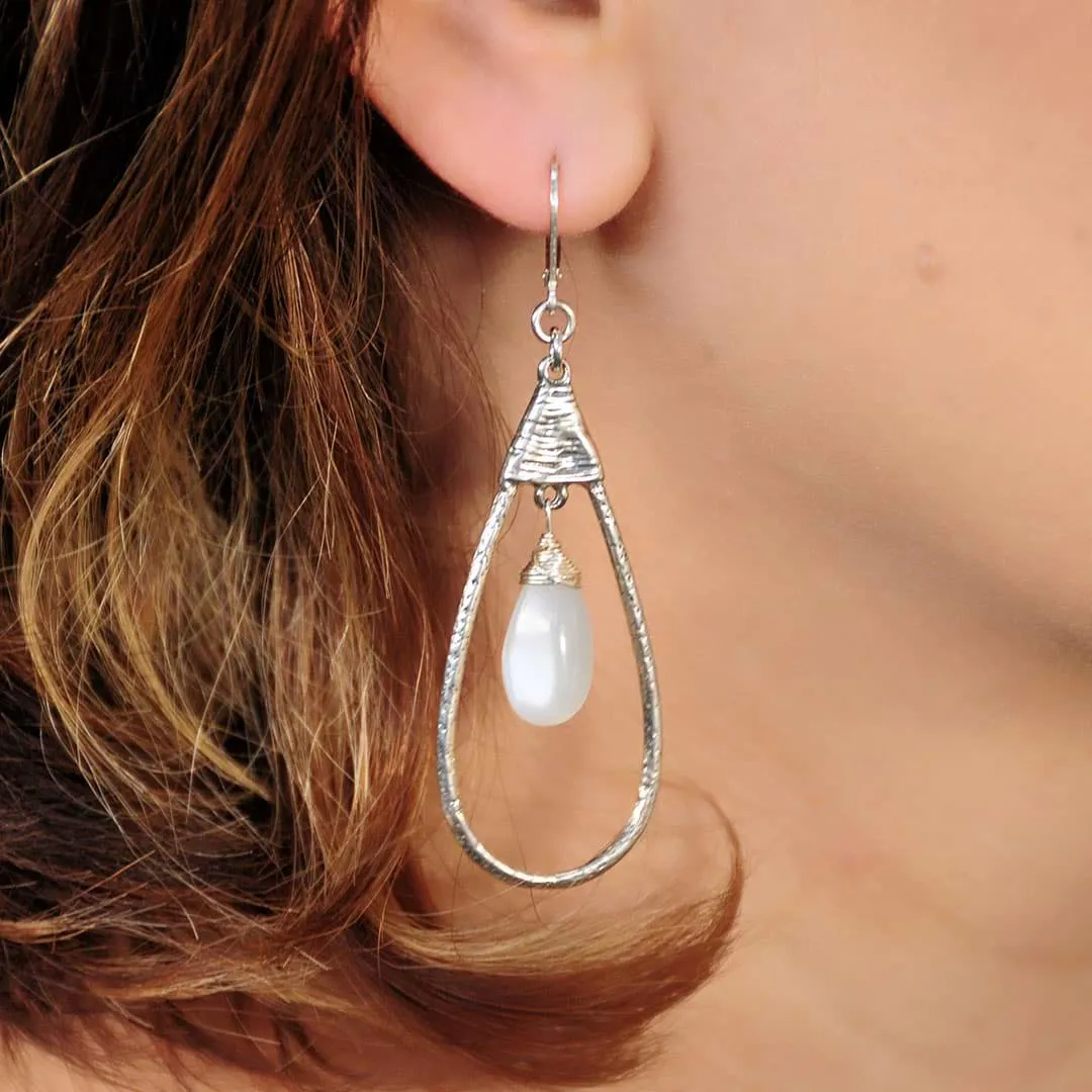 Firefly Glow - Moonstone Sterling Silver Teardrop Earrings