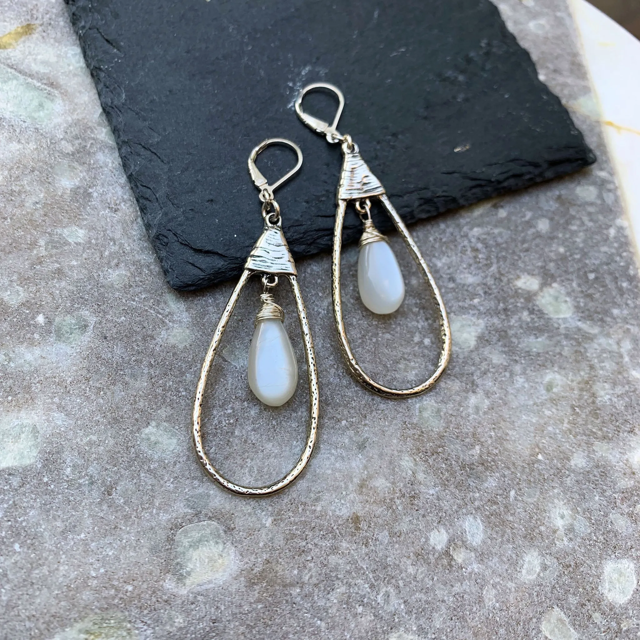 Firefly Glow - Moonstone Sterling Silver Teardrop Earrings