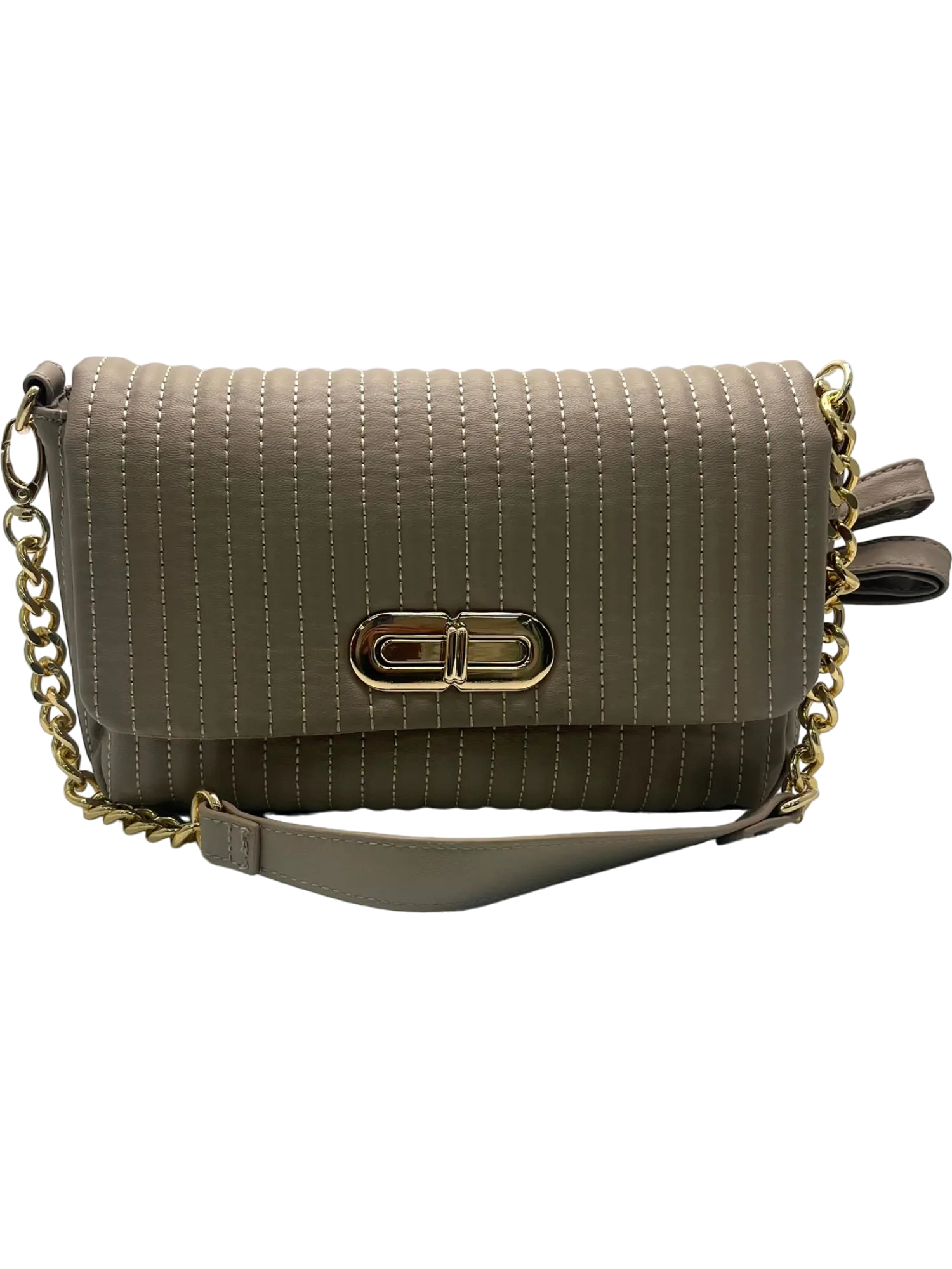 George Taupe Quilted Crossbody Bag With Chain Strap BNWT