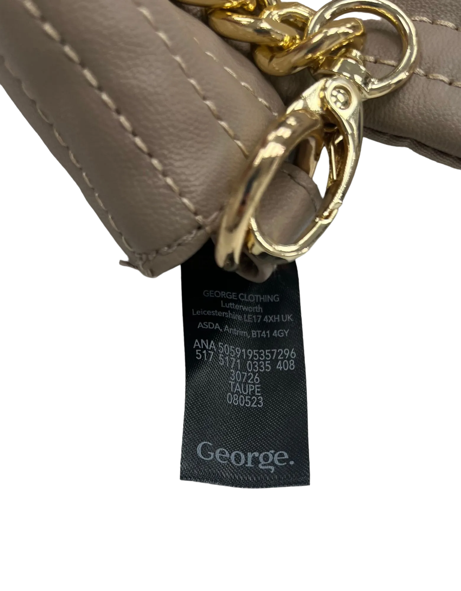 George Taupe Quilted Crossbody Bag With Chain Strap BNWT