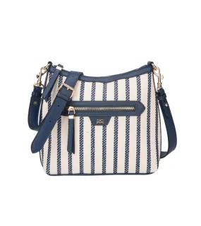 Gionni Womens Navy Stripe Canvas Crossbody Bag Santorini - 11G2638