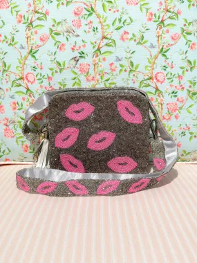 Glamfox - Pink Lips Beaded Crossbody