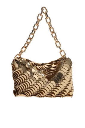 Gold Leather Disc Shoulder Bag