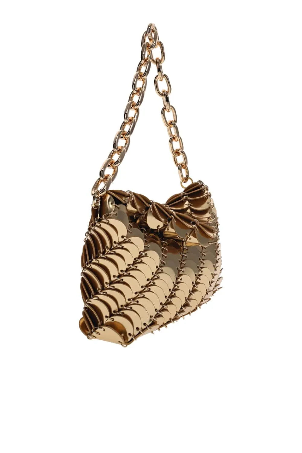 Gold Leather Disc Shoulder Bag