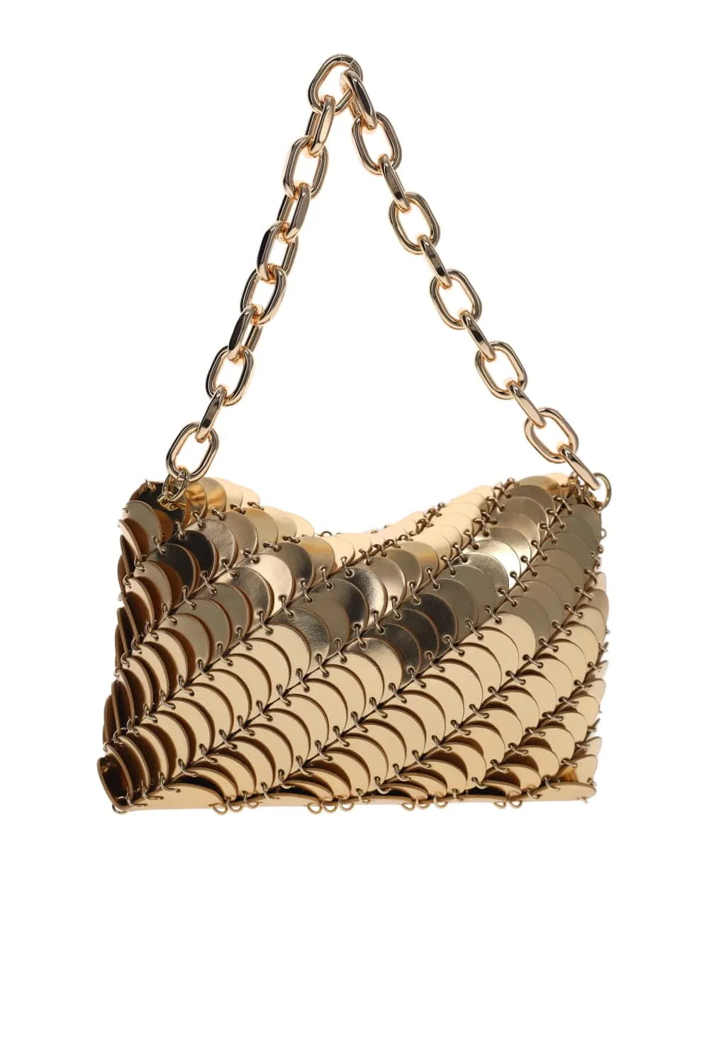 Gold Leather Disc Shoulder Bag