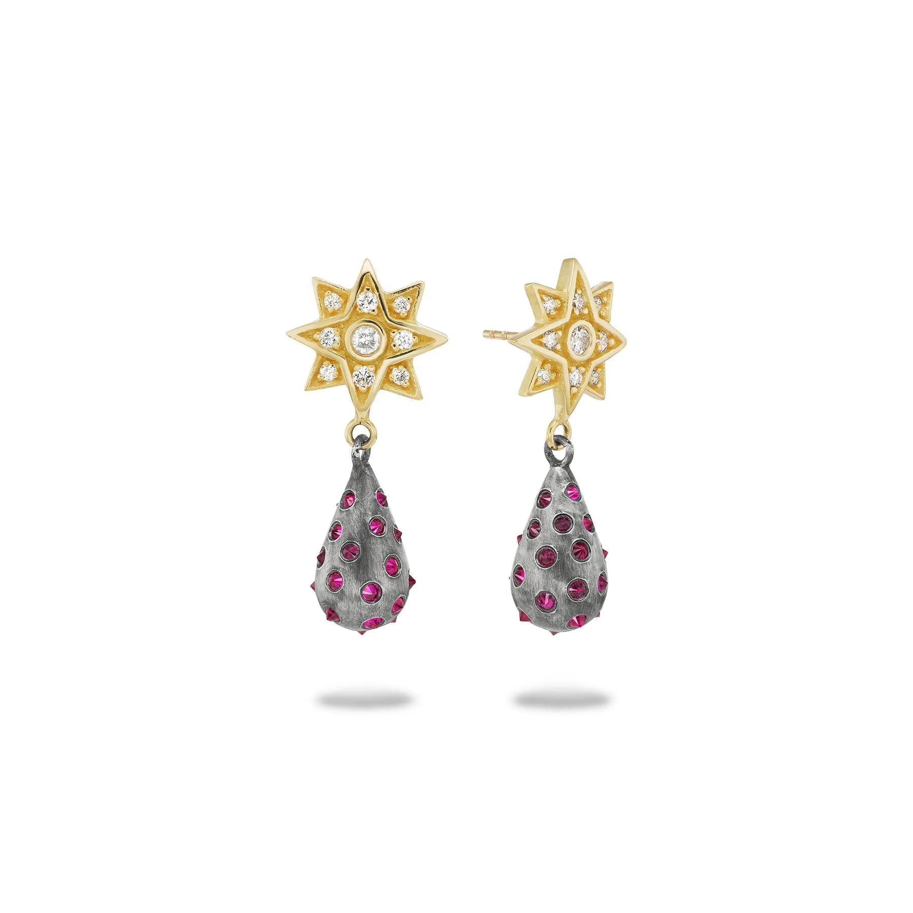 GRAND STAR POLKA DOT SPIKE DROP EARRINGS