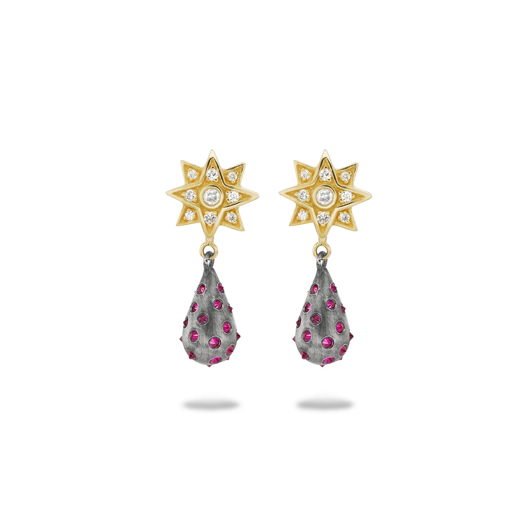 GRAND STAR POLKA DOT SPIKE DROP EARRINGS