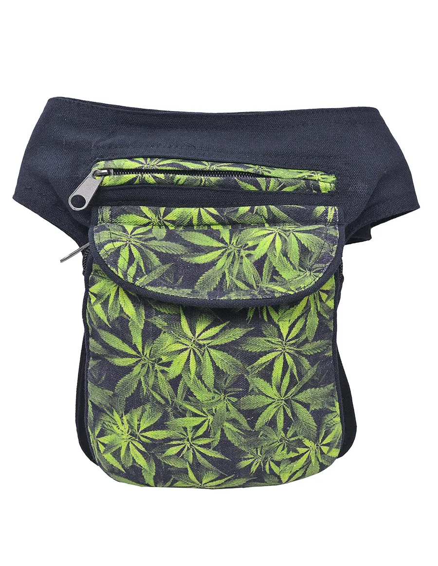 Green MJ Leaf Printed Fanny Pack