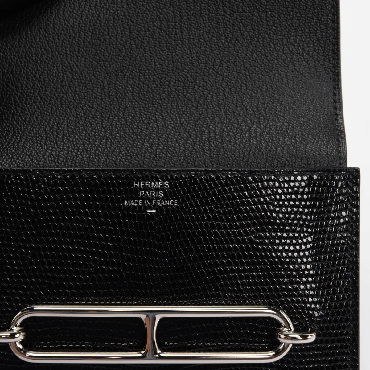 Hermes Noir Shiny Lizard Roulis Slim Wallet