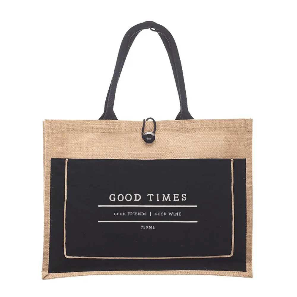 Jute Tote Colored Canvas Button Pocket Tote Customized with your Brand or Logo