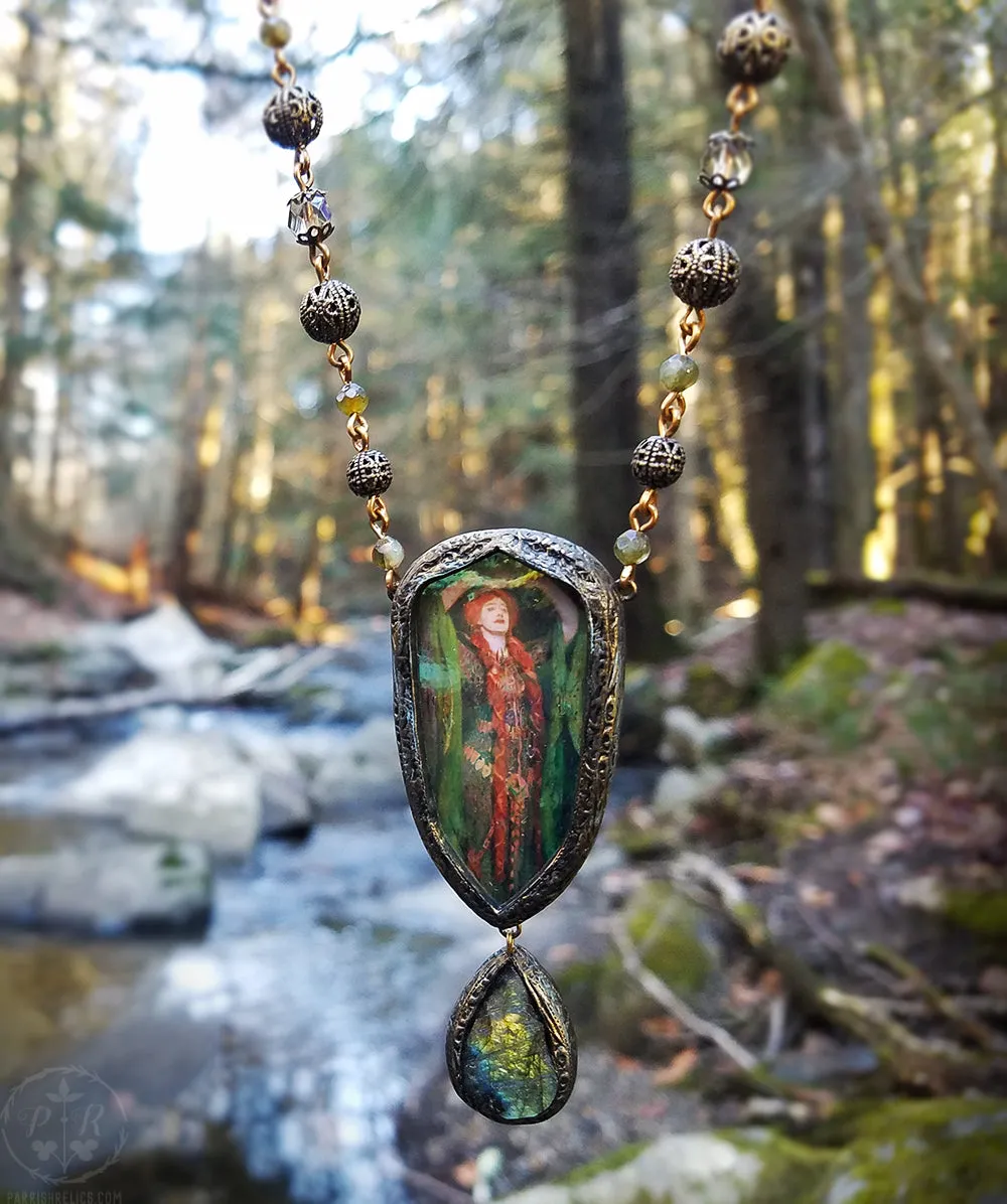 Lady Macbeth ~ Iridescent Stained Glass Pictorial Shrine Amulet