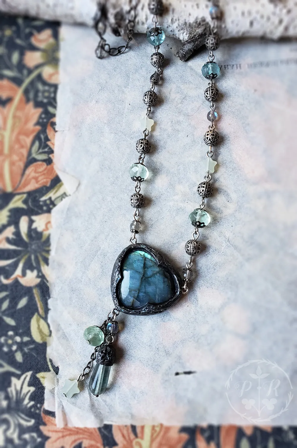 Lavinia Trefoil ~ Labradorite, Fluorite, Serpentine Amulet