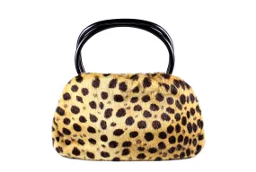 MORRIS MOSKOWITZ leopard print black lucite handles frame bag