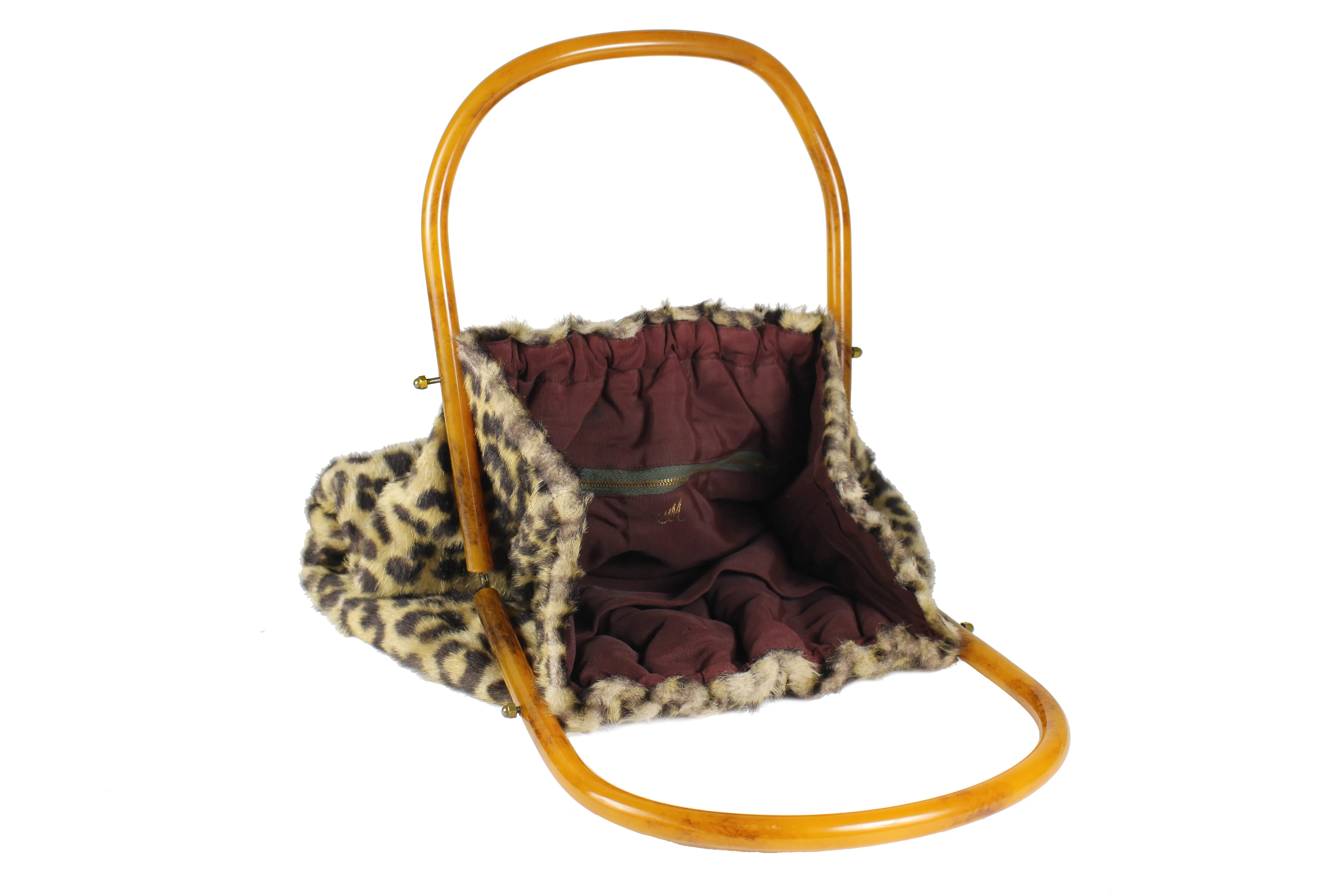 MORRIS MOSKOWITZ leopard print tortoiseshell lucite handles frame bag