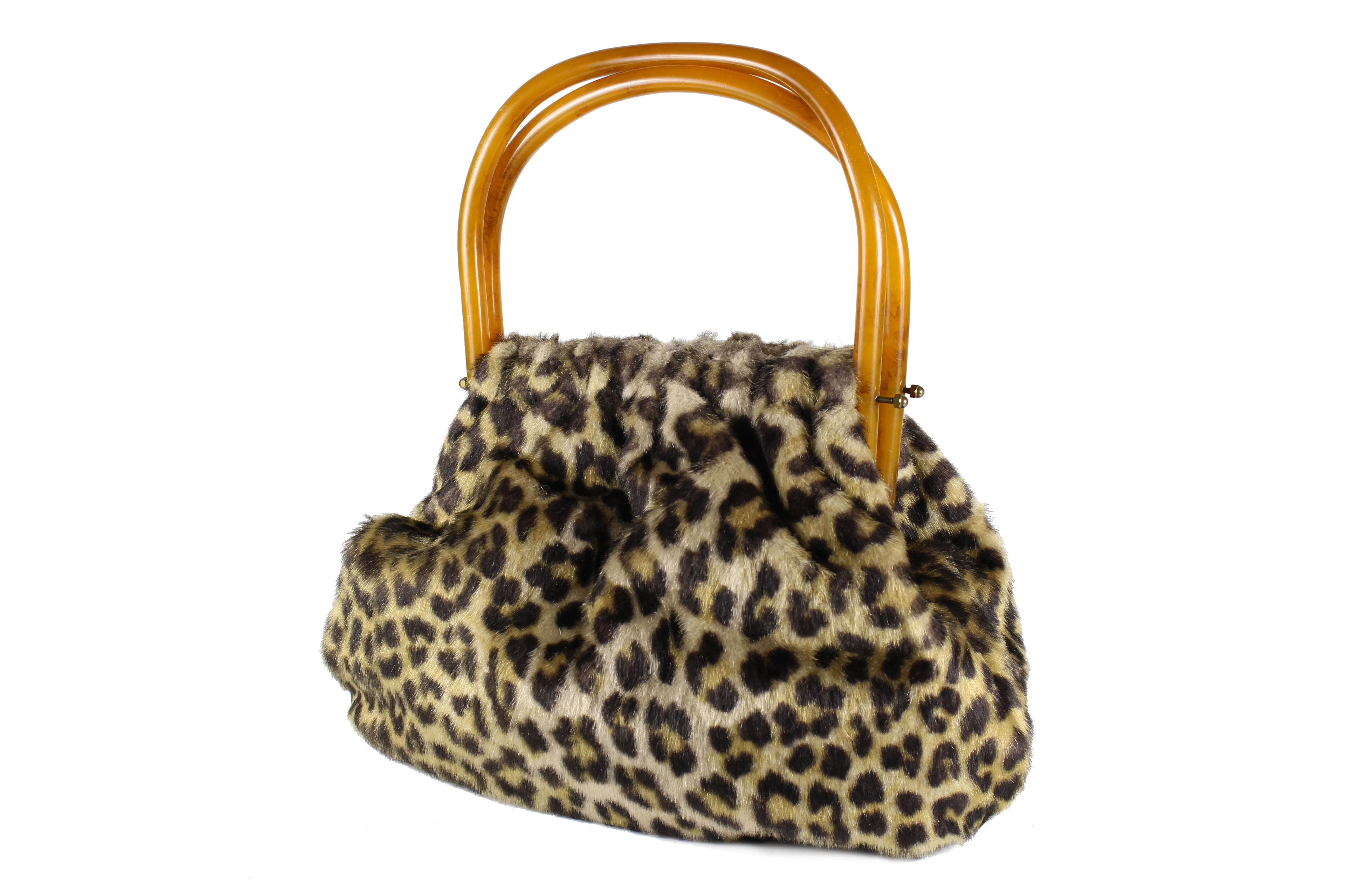 MORRIS MOSKOWITZ leopard print tortoiseshell lucite handles frame bag