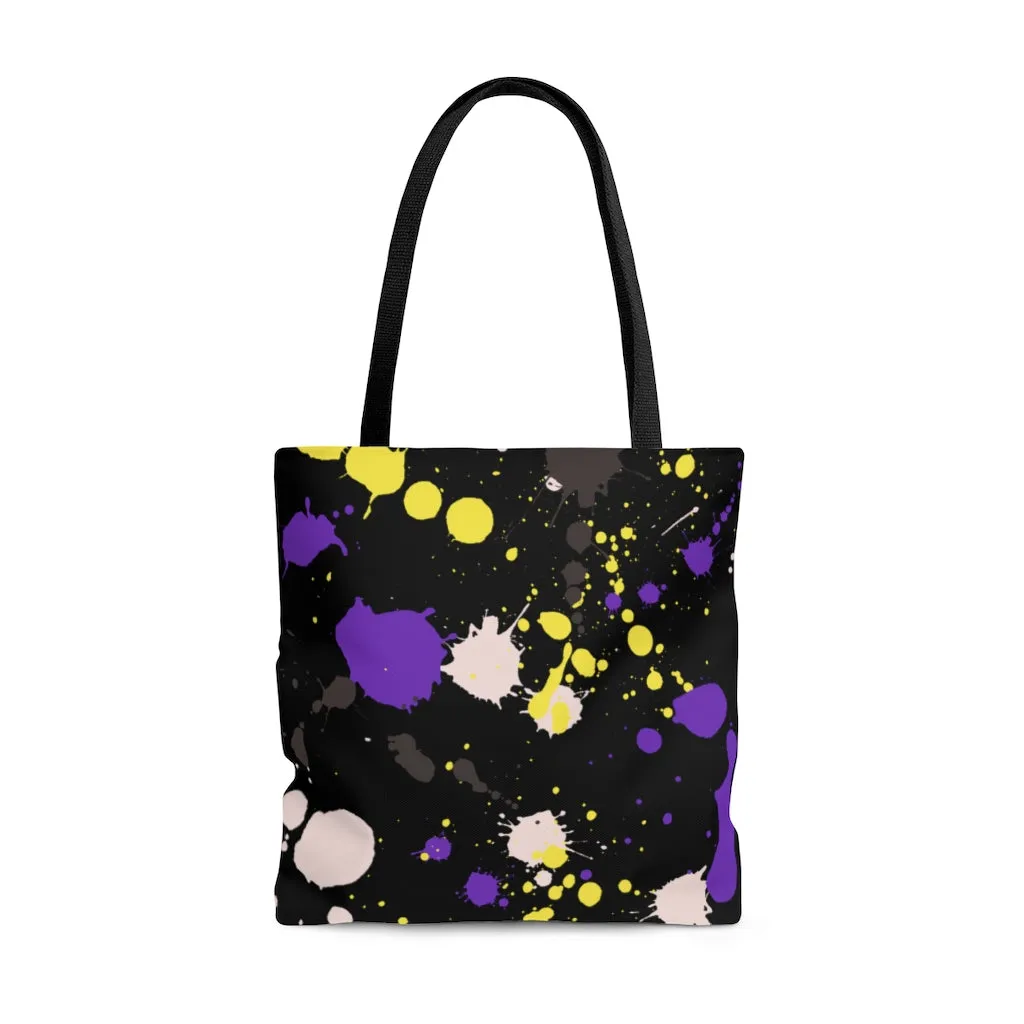 Non-Binary Paint Splash Tote Bag