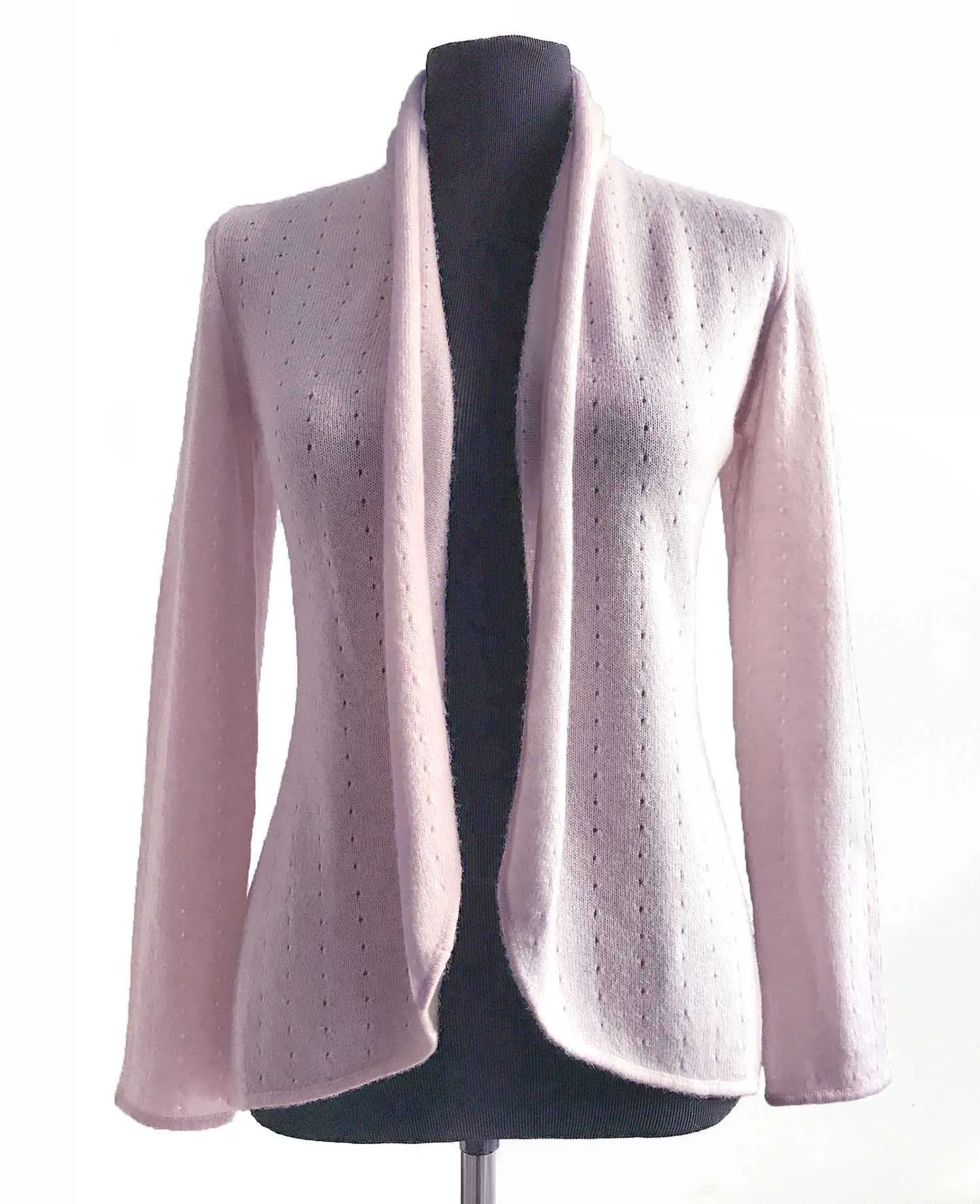 Pale pink Cashmere Cardigan - Pointelle