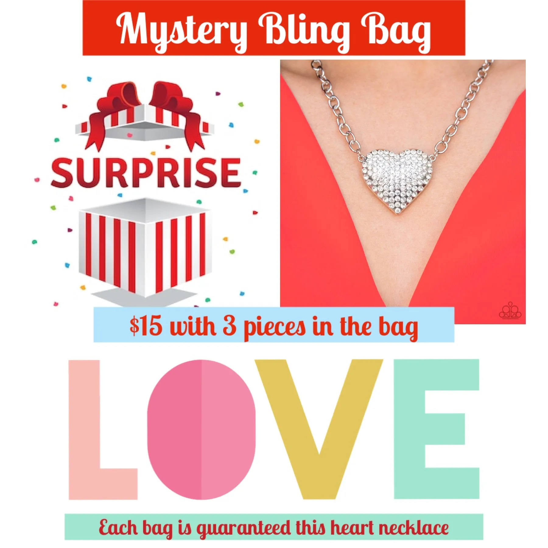 Paparazzi Heartbreakingly Blingy White Necklace Mystery Bag