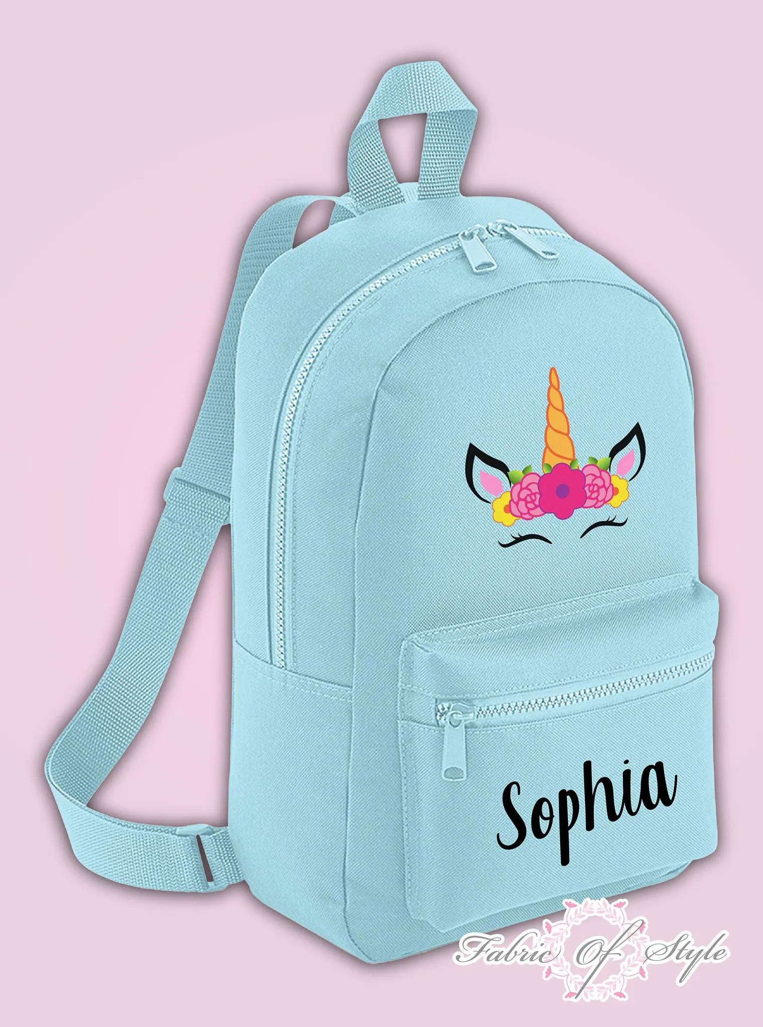 Personalised Kids Backpack - Any Name Unicorn Girls NURSERY Back To School Bag