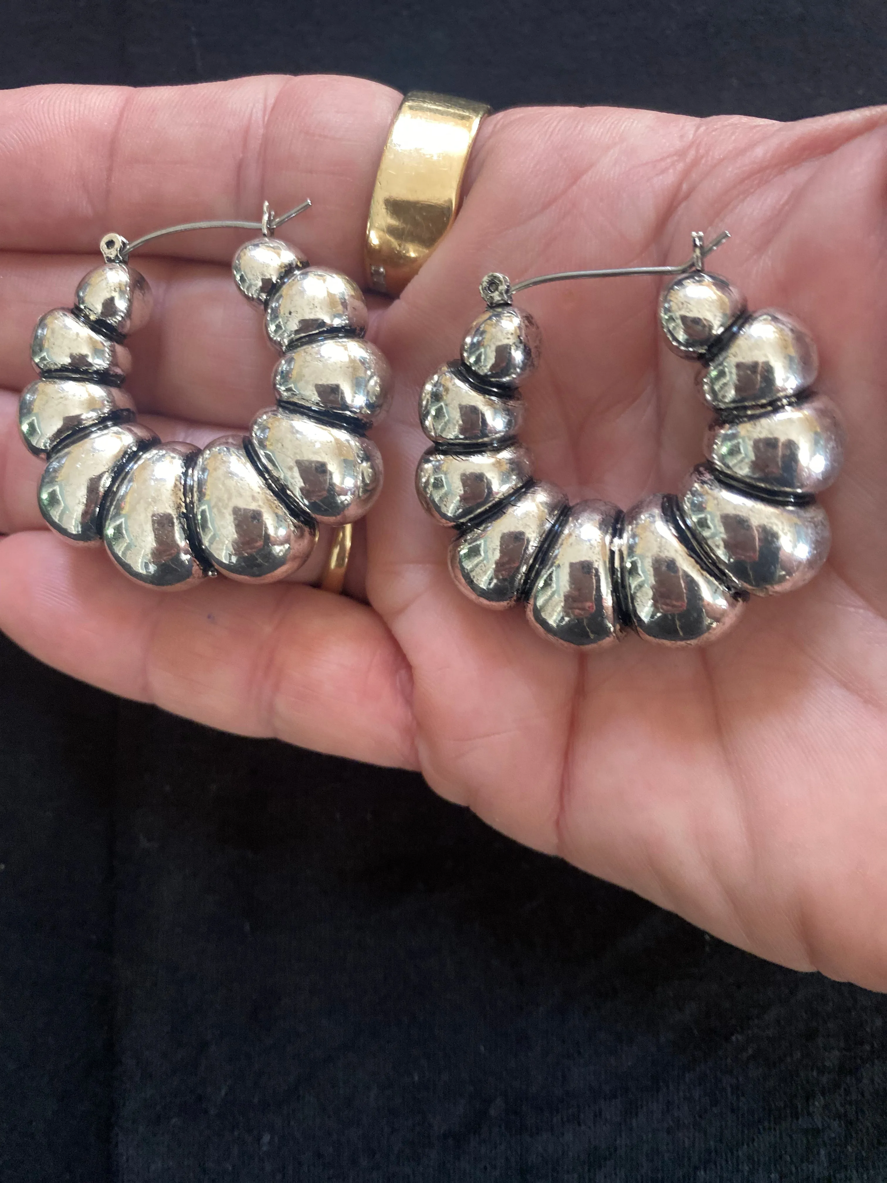 Pewter Shrimp Earrings Hoops