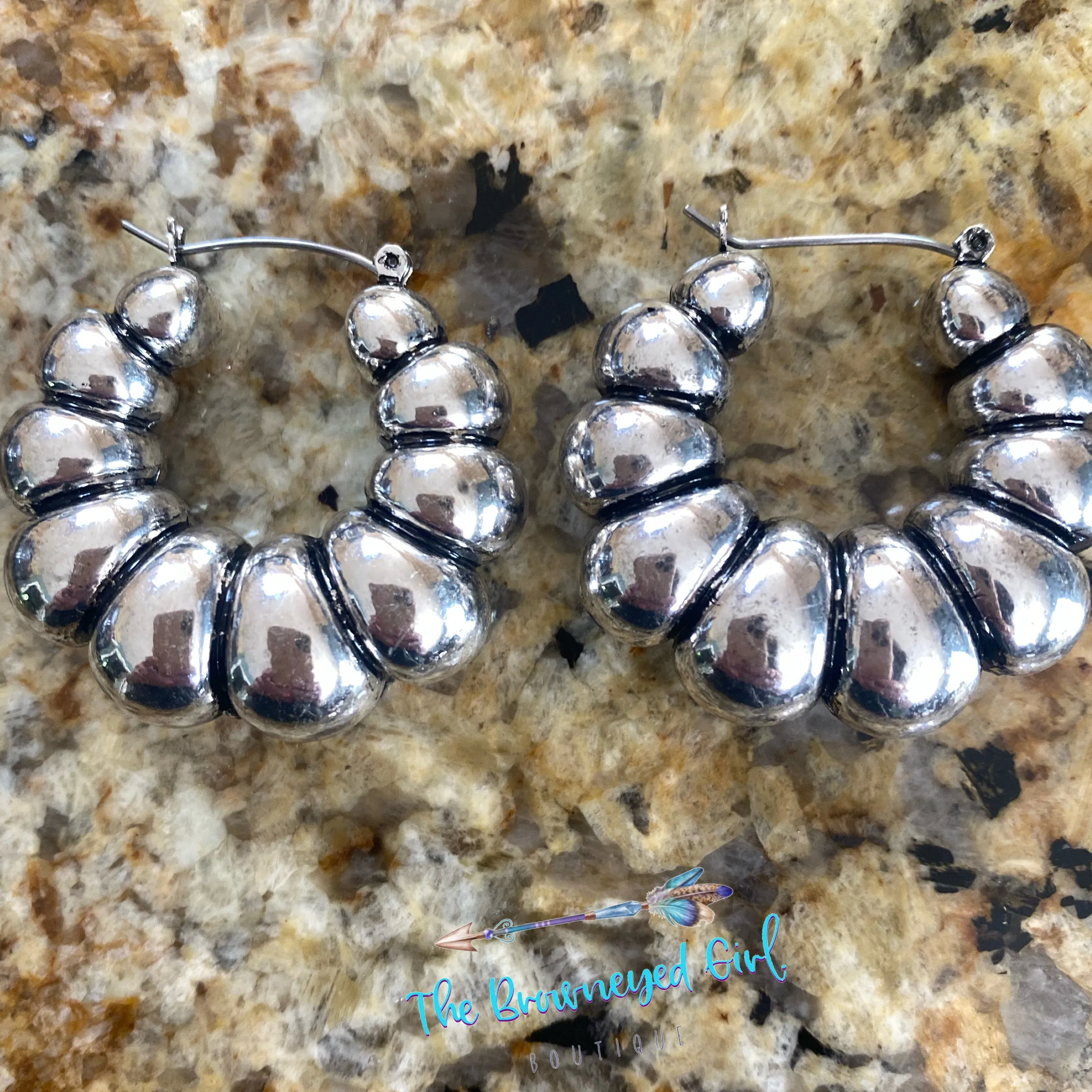 Pewter Shrimp Earrings Hoops