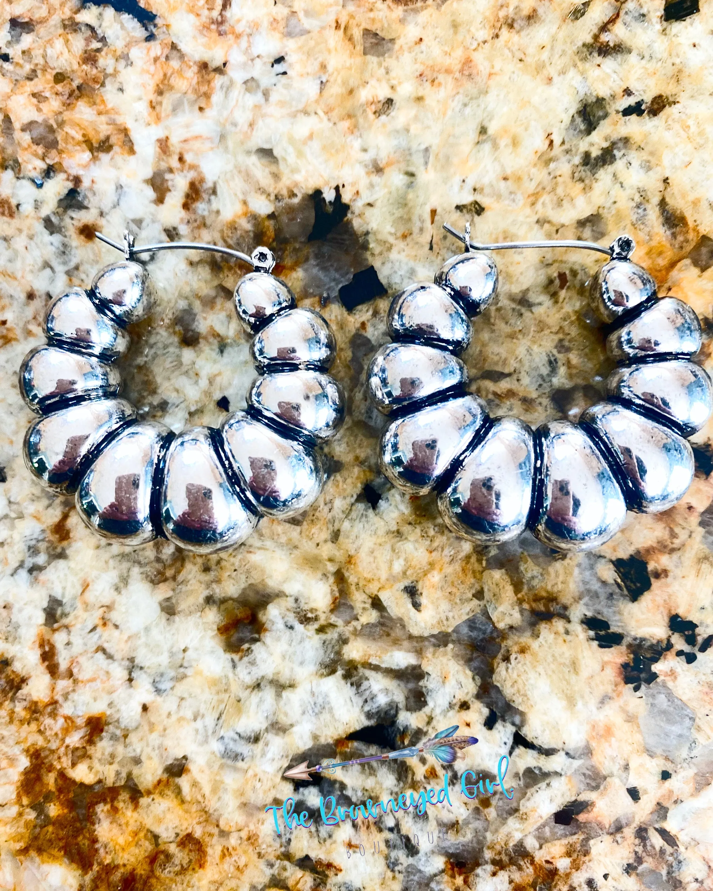 Pewter Shrimp Earrings Hoops