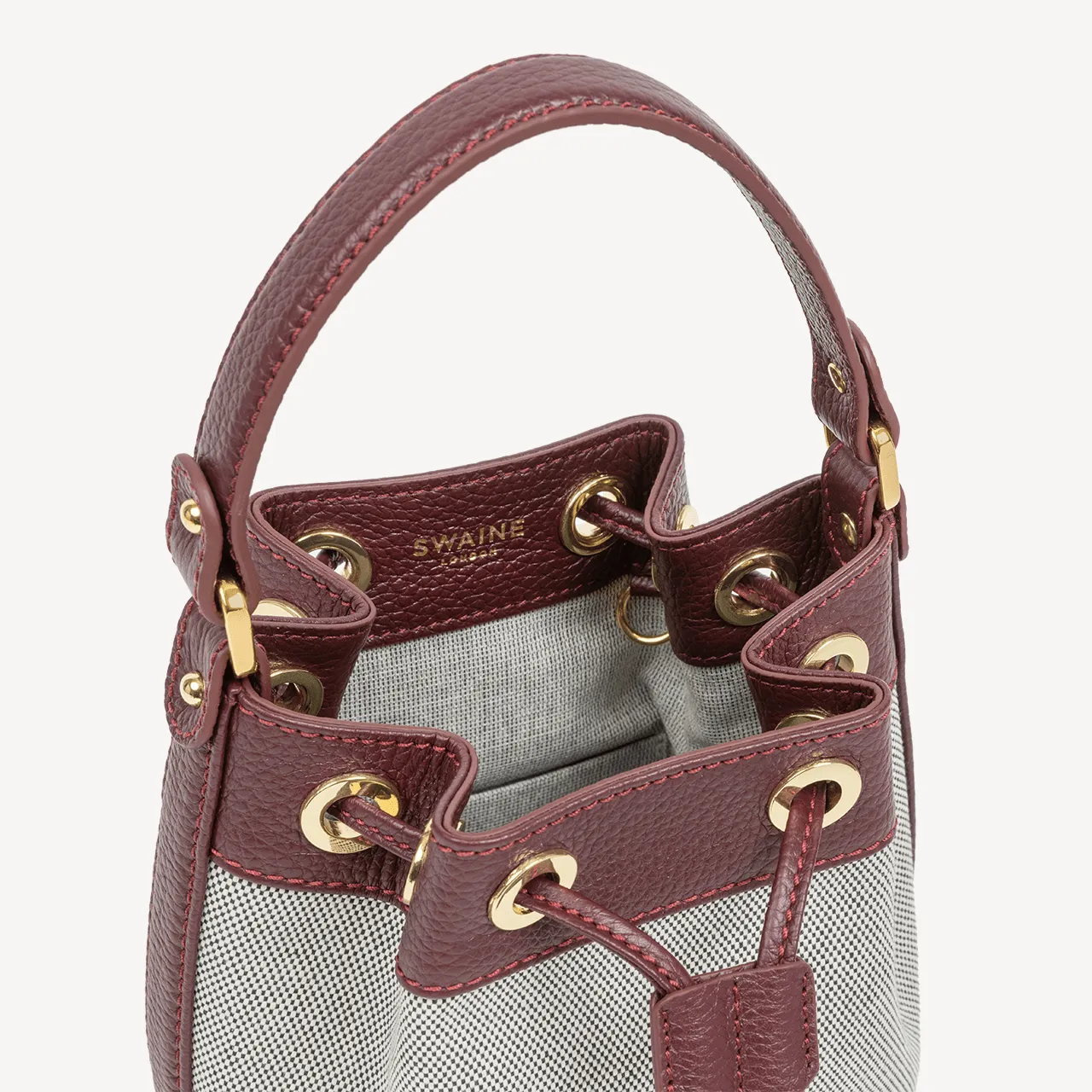 Pouch Bag - Bordeaux Pebble & Black Canvas