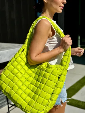 Quilted Carryall Bag (Lime)