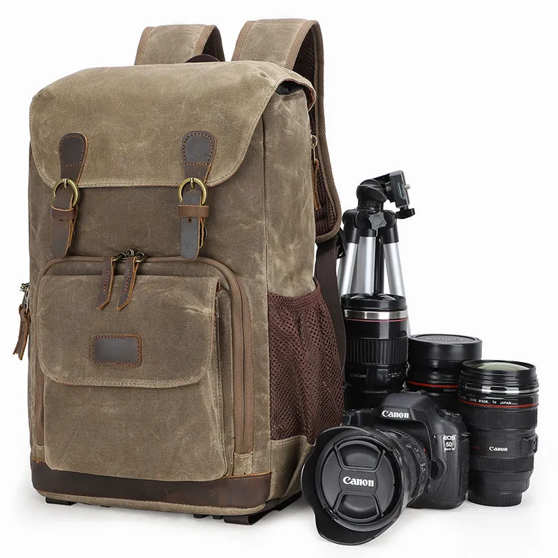 Retro Canvas DSLR Camera Backpack Waterproof Canvas Travel Backpack Unsiex Laptop Backpack QSM2279