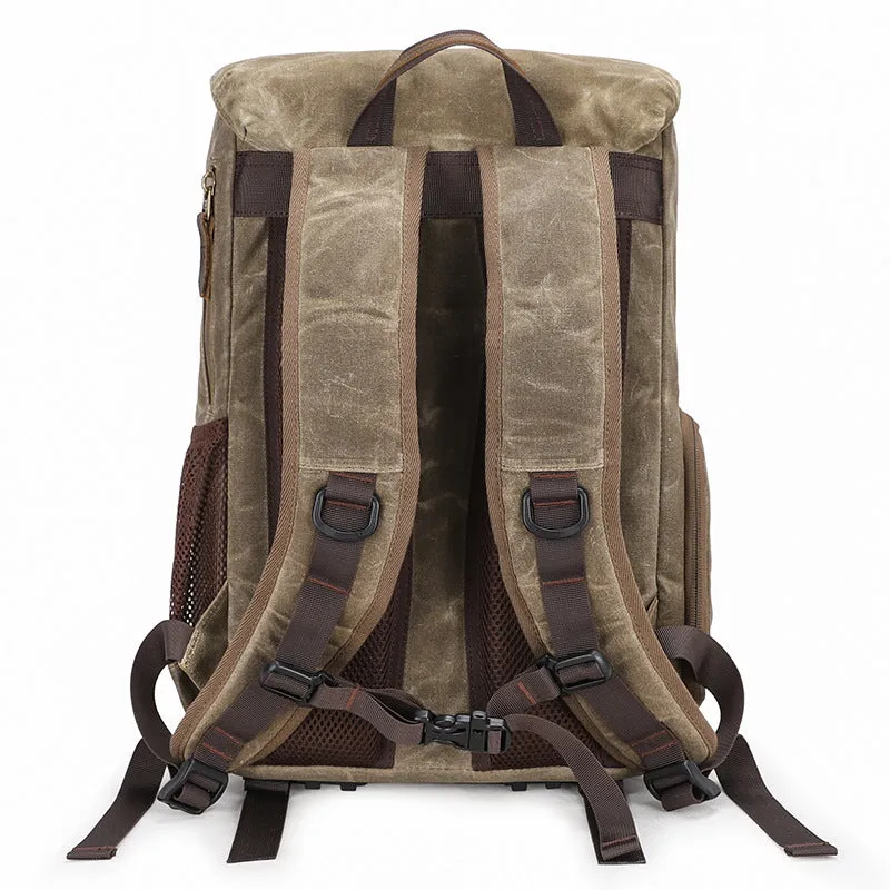 Retro Canvas DSLR Camera Backpack Waterproof Canvas Travel Backpack Unsiex Laptop Backpack QSM2279