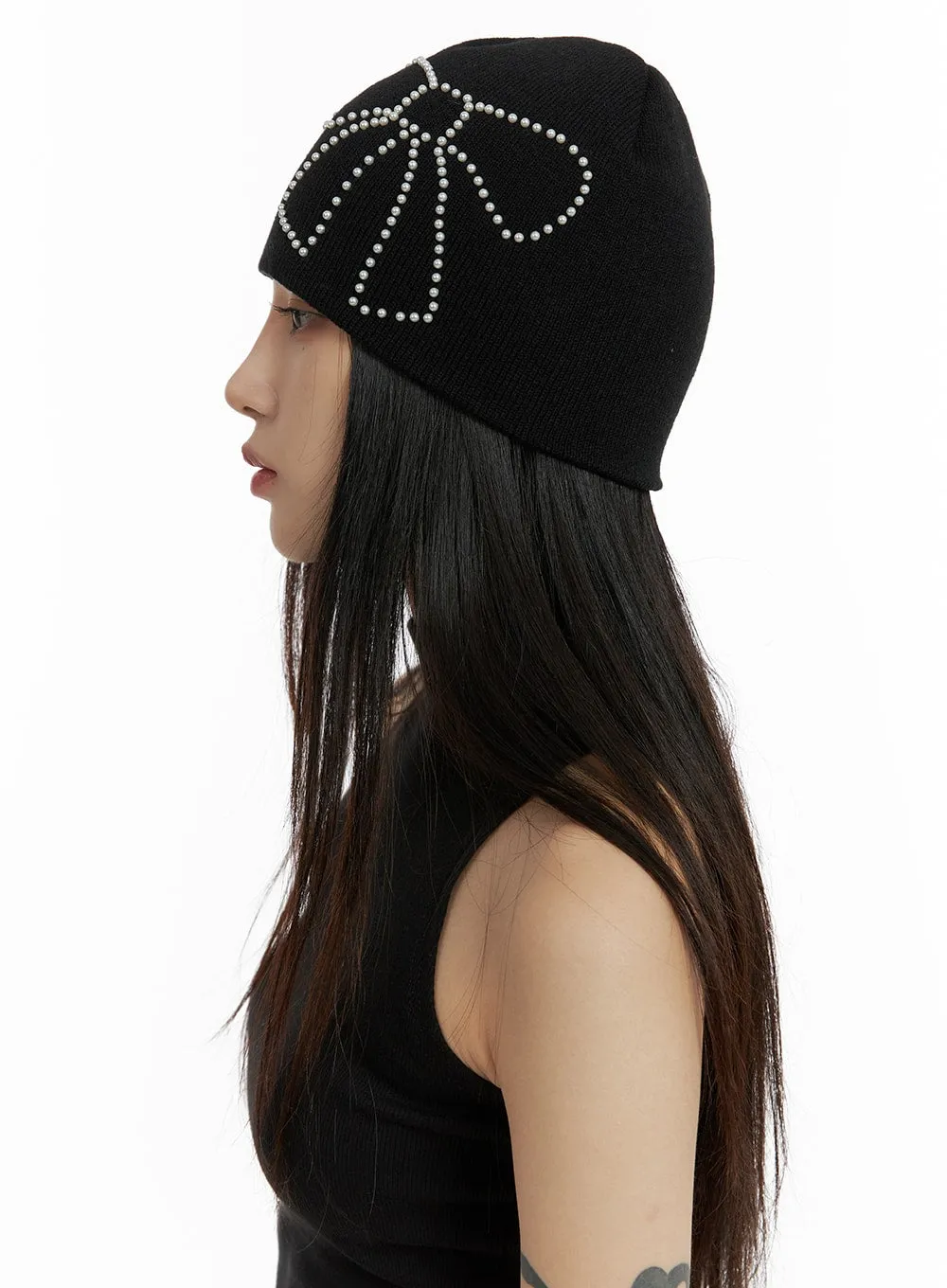 Ribbon Beaded Beanie CF428