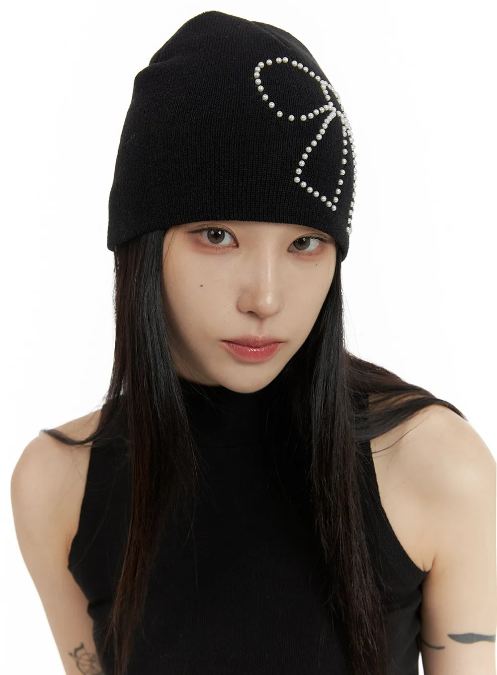 Ribbon Beaded Beanie CF428