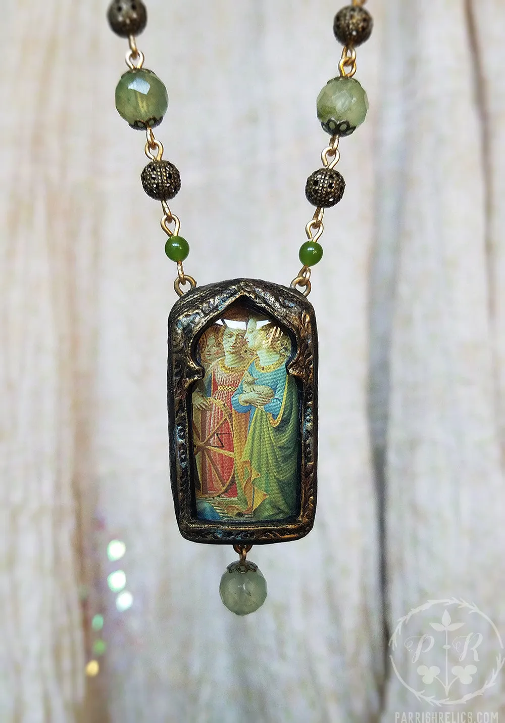 Saint Catherine & Saint Agnes ~ Pictorial Shrine Amulet