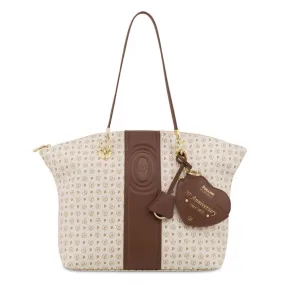 Shopping Bag POLLINI Linea Heritage 70th Anniversary Avorio e Marrone