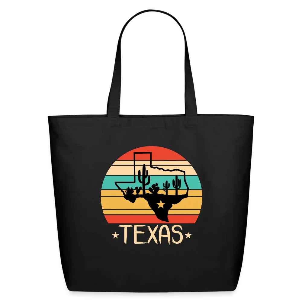 Texan Desert Journey: Eco-Friendly Tote Bag with Cactus and Texas Silhouette