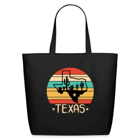 Texan Desert Journey: Eco-Friendly Tote Bag with Cactus and Texas Silhouette