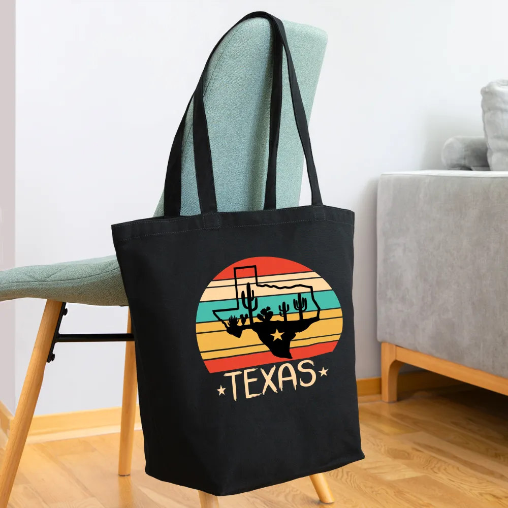 Texan Desert Journey: Eco-Friendly Tote Bag with Cactus and Texas Silhouette