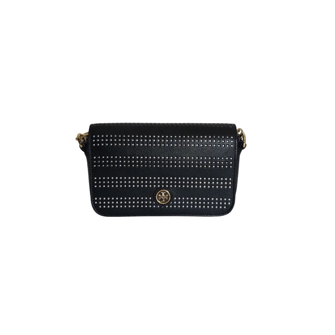 Tory Burch Black Leather Perforated Crossbody Bag | Gently Used |