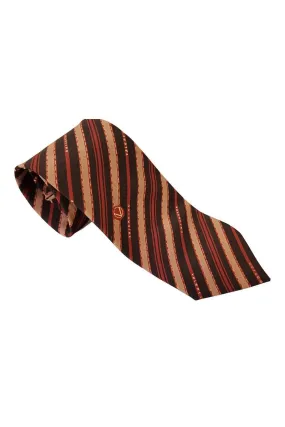 VALENTINO Vintage 100% Silk Brown Diagonal Stripe Tie (55")