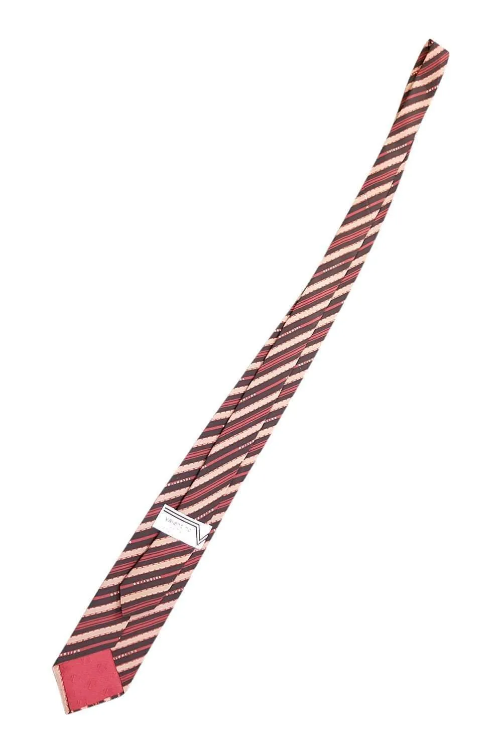 VALENTINO Vintage 100% Silk Brown Diagonal Stripe Tie (55")